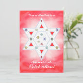 Hanukkah Ster en Sneeuwvlokken Viering Rood Kaart (Staand voorkant)