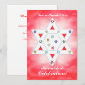 Hanukkah Ster en Sneeuwvlokken Viering Rood Kaart (Voorkant / Achterkant)