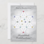 Hanukkah Ster en Sneeuwvlokken Viering Zilver Kaart (Voorkant)