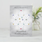 Hanukkah Ster en Sneeuwvlokken Viering Zilver Kaart (Staand voorkant)