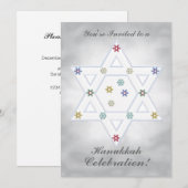 Hanukkah Ster en Sneeuwvlokken Viering Zilver Kaart (Voorkant / Achterkant)