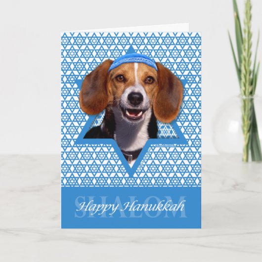 Hanukkah Ster van David - Beagle Feestdagen Kaart (Voorkant)