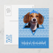 Hanukkah Ster van David - Beagle Feestdagenkaart (Voorkant / Achterkant)