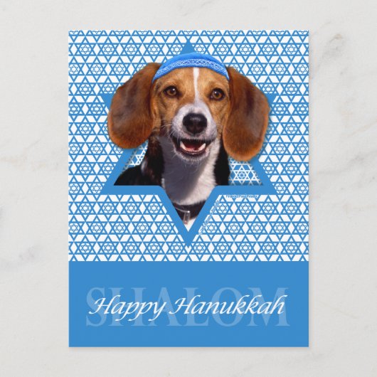 Hanukkah Ster van David - Beagle Feestdagenkaart (Voorkant)