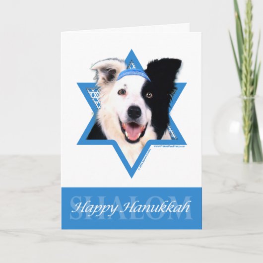 Hanukkah Ster van David - Border Collie Feestdagen Kaart (Voorkant)