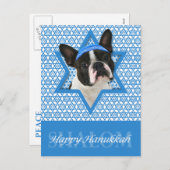 Hanukkah Ster van David - Boston Terrier Feestdagenkaart (Voorkant / Achterkant)