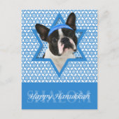 Hanukkah Ster van David - Boston Terrier Feestdagenkaart (Voorkant)