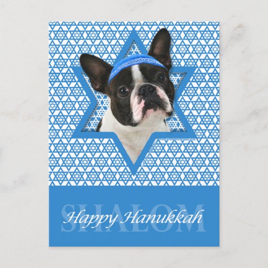 Hanukkah Ster van David - Boston Terrier Feestdagenkaart (Voorkant)