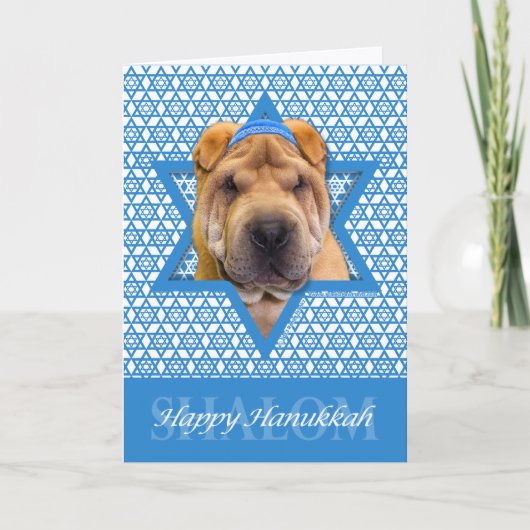 Hanukkah Ster van David - Chinese Shar Pei Feestdagen Kaart (Voorkant)