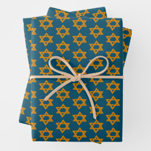 HANUKKAH STER VAN DAVID Joodse feestdag Set van Inpakpapier Vel