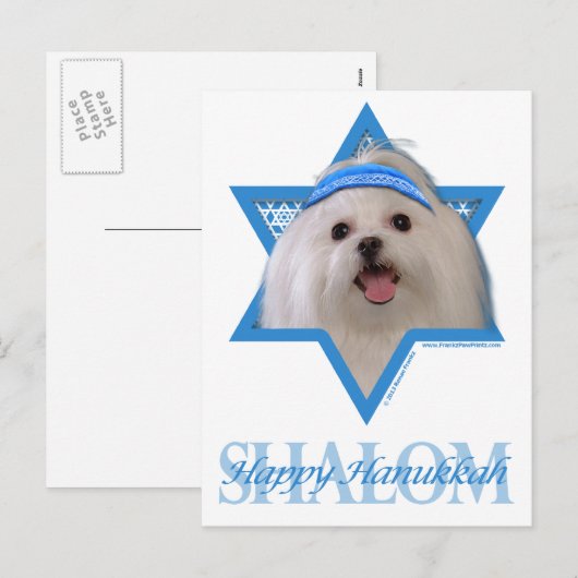 Hanukkah Ster van David - Maltees Feestdagenkaart (Voorkant / Achterkant)