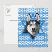Hanukkah Ster van David - Siberische Husky Feestdagenkaart (Voorkant / Achterkant)