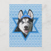 Hanukkah Ster van David - Siberische Husky Feestdagenkaart (Voorkant)