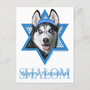 Hanukkah Ster van David - Siberische Husky Feestdagenkaart