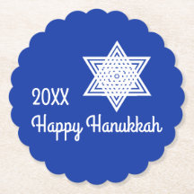 Hanukkah Ster van David Wit op Blauwe Achtergrond 