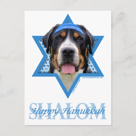 Hanukkah Ster van David - Zwitserse Sennenhond Feestdagenkaart (Voorkant)