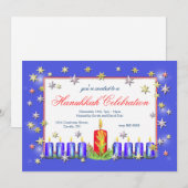 Hanukkah Sterren en Kaarsen Feest Kaart (Voorkant / Achterkant)