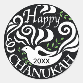 Hanukkah-Stickers (1 1/2"/3") "Blackboard Dove" Ronde Sticker
