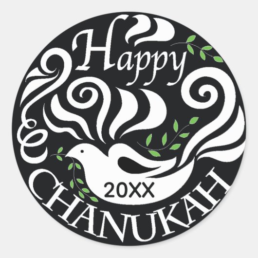 Hanukkah-Stickers (1 1/2"/3") "Blackboard Dove" Ronde Sticker (Voorkant)