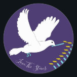 Hanukkah-Stickers (1 1/2 inch/3 inch)"Dove Menorah Ronde Sticker<br><div class="desc">Hanukkah/Vakantige stickers, personaliseren. "Dove Lighting Menorah/Yellow" Kies uit 1 1/2" en 3" sticker. Personaliseer door tekst met uw eigen bericht te schrappen en te vervangen. Kies uw favoriete doopvontgrootte, stijl, en kleur. Bedankt om te stoppen en te winkelen. Uw bedrijf wordt zeer gewaardeerd! Happy Hanukkah! Vorm: Klassieke ronde Sticker Maak...</div>