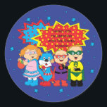 Hanukkah-Stickers (1 1/2 of 3 inch) Super Heroes Ronde Sticker<br><div class="desc">Pas het lettertype aan door de tekengrootte, -stijl, -kleur en -tekst aan te passen. Zoveel toepassingen: Van cadeaustickers: Dank je stickers op traktassen, Dektoppers (plakken op zware kaartjes, uitsnijden van sticker, tapijtpikken op de achterkant van kaartjes), of hoe zit het met Gift Labels (stoken op zware kartonnen voorraad, uitsnijden van...</div>