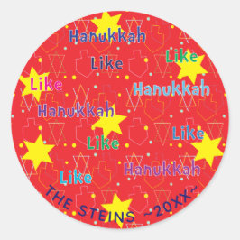 Hanukkah Stickers (1 1/2 of 3") "Net als Hanukkah"
