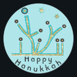 Hanukkah Stickers "Blue Lights Latkes Chanukah"<br><div class="desc">Hanukkah Holiday stickers, "Blue Lights, Latkes, Chanukah/Hanukkah" Hoe dan ook, ik spel het, Chanoeka is een van mijn favoriete feestdagen. Veel plezier met het gebruik van deze stickers als taarttoppers, cadeautjes, labels, tassluitingen of wat voor rotsen je festiviteiten ook mogen hebben! Pas je aan door te verwijderen, 'Happy Hanukah' en...</div>