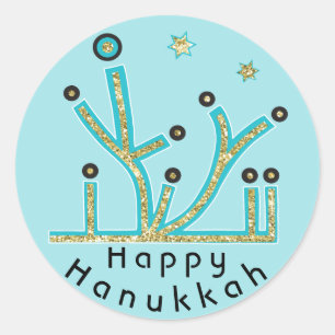 Hanukkah Stickers "Blue Lights Latkes Chanukah"