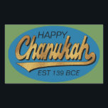 Hanukkah Stickers "Retro Chanukah Est 139 BCE"<br><div class="desc">Hanukkah/Chanukah Rectangular Holiday stickers, "Retro Happy Chanukah Est 139 BCE" Veel plezier met het gebruik van deze stickers als taarttoppers, cadeautjes, labels, tassluitingen, of wat dan ook uw festiviteiten beroert! Personaliseer door te schrappen, "tevreden en EST 139 BCE"en met uw eigen tekst te vervangen gebruikend uw favoriete doopvontstijl, grootte, en...</div>