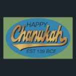 Hanukkah Stickers "Retro Chanukah Est 139 BCE"<br><div class="desc">Hanukkah/Chanukah Rectangular Holiday stickers, "Retro Happy Chanukah Est 139 BCE" Veel plezier met het gebruik van deze stickers als taarttoppers, cadeautjes, labels, tassluitingen, of wat dan ook uw festiviteiten beroert! Personaliseer door te schrappen, "tevreden en EST 139 BCE"en met uw eigen tekst te vervangen gebruikend uw favoriete doopvontstijl, grootte, en...</div>