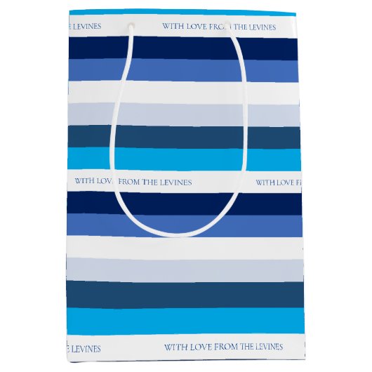 Hanukkah Stripe gepersonaliseerd Medium Cadeauzakje (Voorkant)