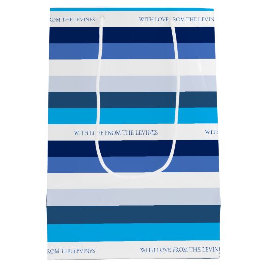 Hanukkah Stripe gepersonaliseerd Medium Cadeauzakje (Achterkant)