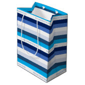 Hanukkah Stripe gepersonaliseerd Medium Cadeauzakje (Achterkant Gekanteld)