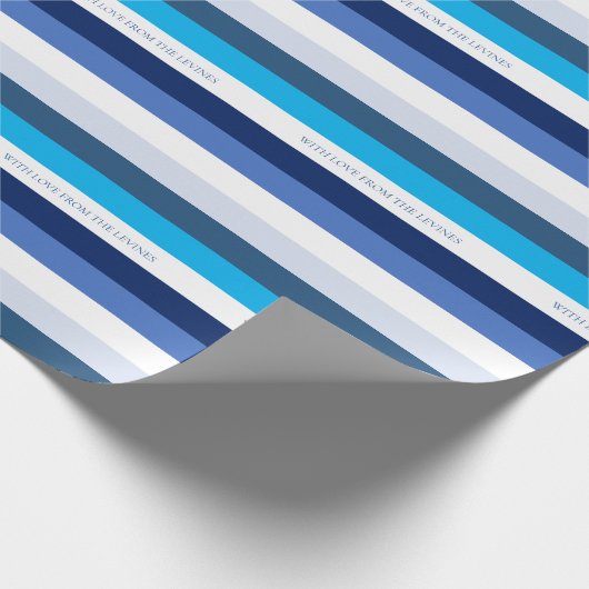 Hanukkah Stripe Personalized Holiday Cadeaupapier (Hoek)
