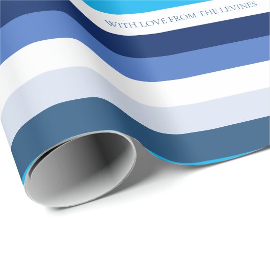 Hanukkah Stripe Personalized Holiday Cadeaupapier (Rol Hoek)