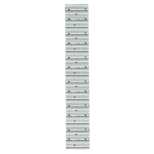 Hanukkah Stripes and Dreidels Lange Tafelloper (Voorkant)