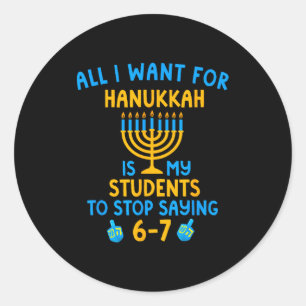 Hanukkah Studenten Zeggen 6-7 67 Zes Zeven Hebreeu Ronde Sticker