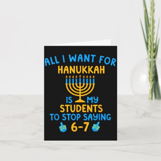 Hanukkah Students Saying 6-7 67 Six Seven Hebrew S Kaart (Voorkant)