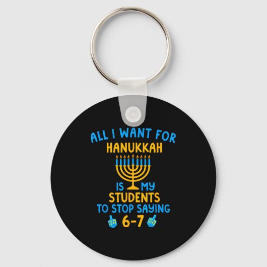 Hanukkah Students Saying 6-7 67 Six Seven Hebrew S Sleutelhanger (Voorkant)