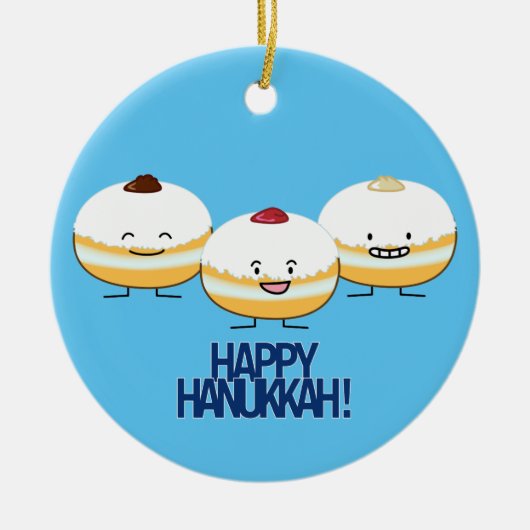 Hanukkah Sufganiyot Jelly Fgevulde Donut Keramisch Ornament (Voorkant)