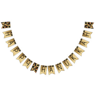 Hanukkah Swallowtail Banner Gold Tegels