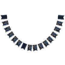 Hanukkah Swallowtail Banner Navy Gold Dreidels