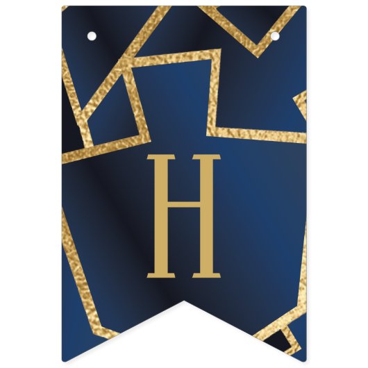 Hanukkah Swallowtail Banner Navy Gold Dreidels (Tweede vlag)