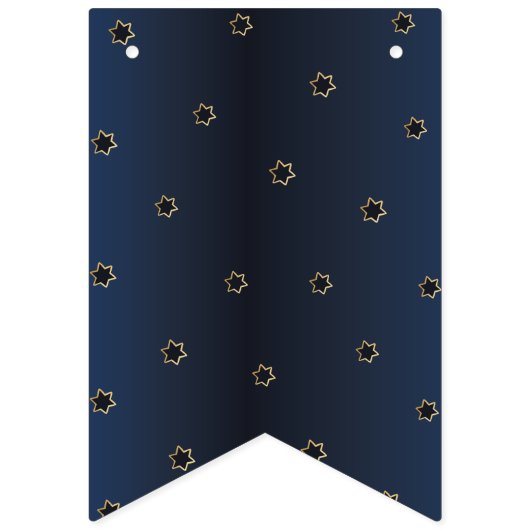Hanukkah Swallowtail Banner Navy Gold Dreidels (Eerste vlag)
