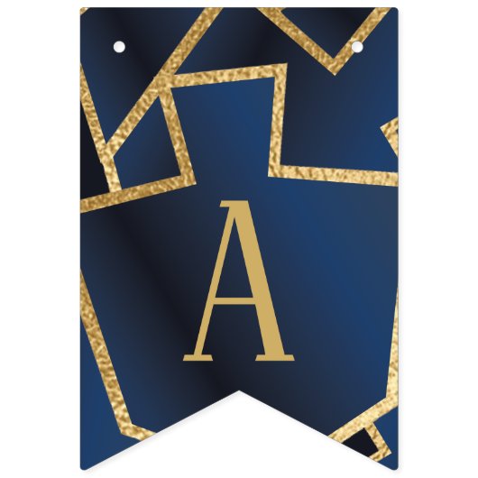 Hanukkah Swallowtail Banner Navy Gold Dreidels (Derde vlag)
