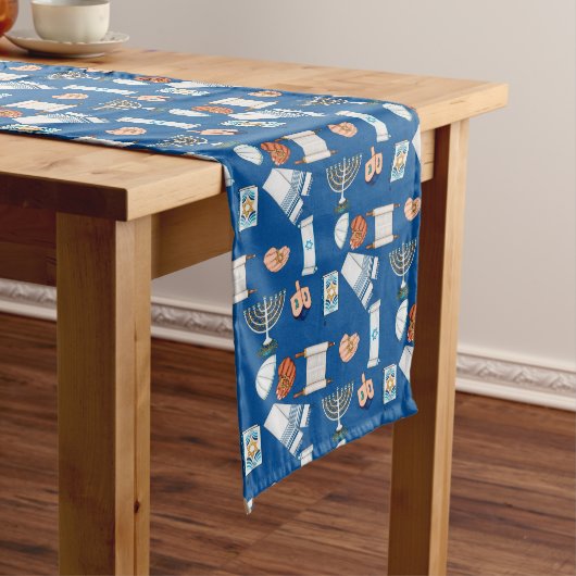 Hanukkah tafelkleedje lange tafelloper (Voorbeeld)