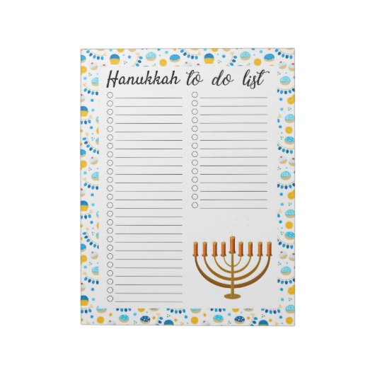 Hanukkah Takenlijst Notitieblok (Linkerzijde)