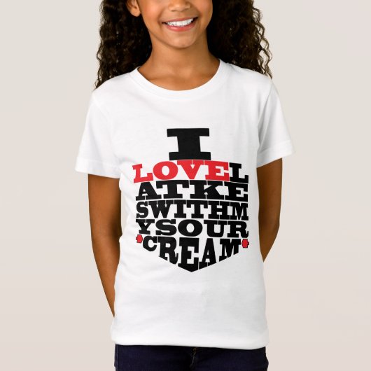 Hanukkah Tee Shirt Kinder "I Love Latkes" (Voorkant)