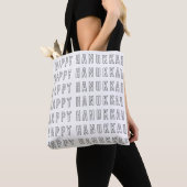 Hanukkah-tekstontwerp in zwart en wit tote bag (Dichtbij)