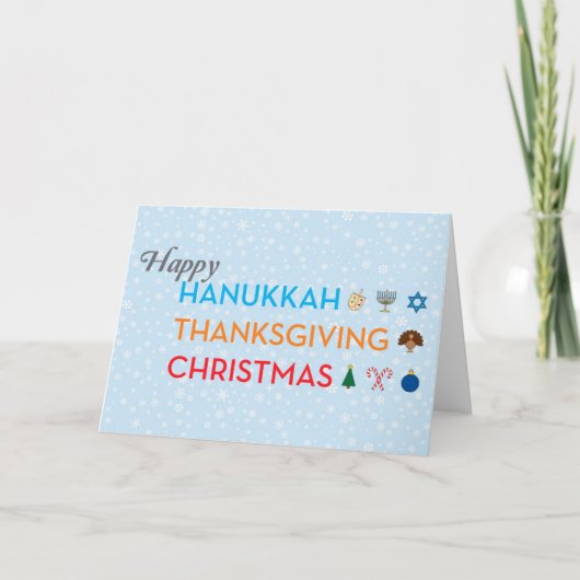 Hanukkah, Thanksgiving, Christmas Card Feestdagen Kaart (Voorkant)